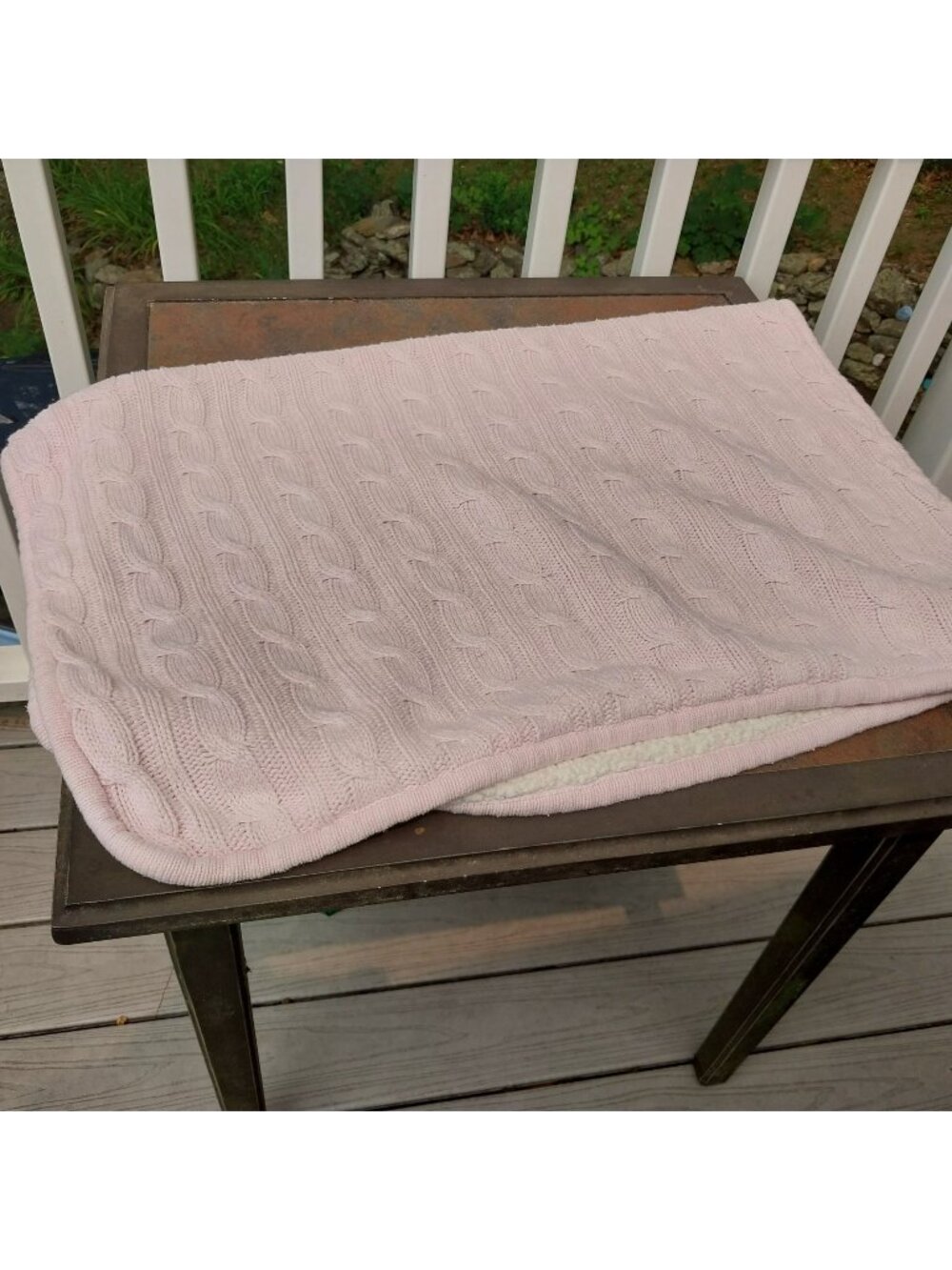 Nordstrom Baby Pink Cable Knit Reversible Baby Blanket 33"x43"